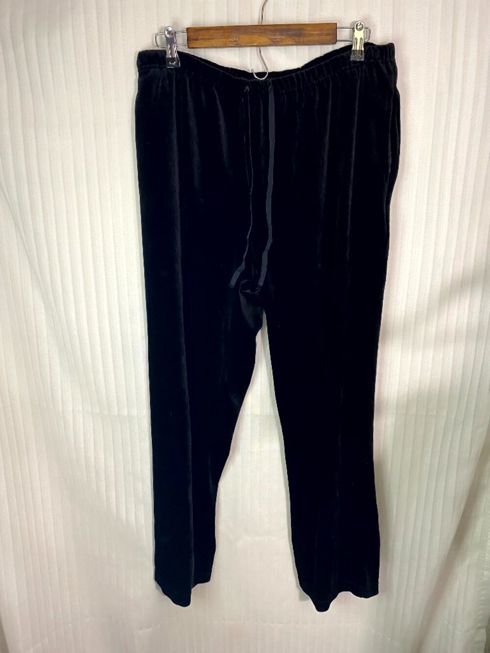 Fashion Bug Black Velour Pants Women’s XL Lounge Elastic Waist Drawstring Soft